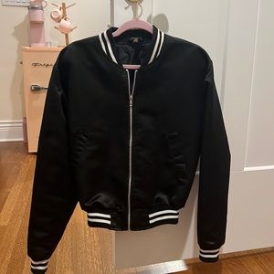 Black, silky, urban outfitters bomber jacket